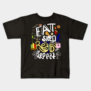 eat sleep read repeat Kids T-Shirt